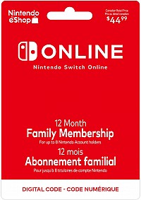 Carte Abonnement Familial En Ligne Nintendo Switch Online de 12 Mois